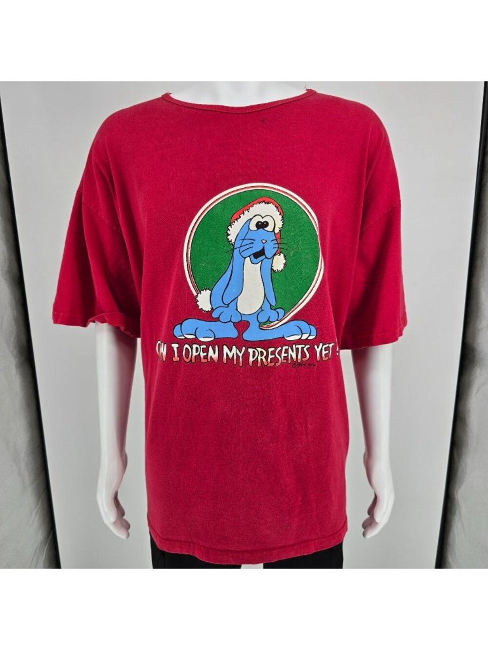 Vintage 1990s AVK "Can I Open My Presents Yet?" Christmas T-Shirt (OSFM/3XL/4XL)